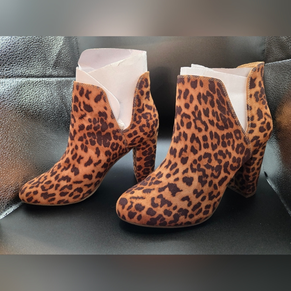 Lane Bryant Dream Cloud Cutout High Heel Wide Calf Bootie - Leopard - 9W
